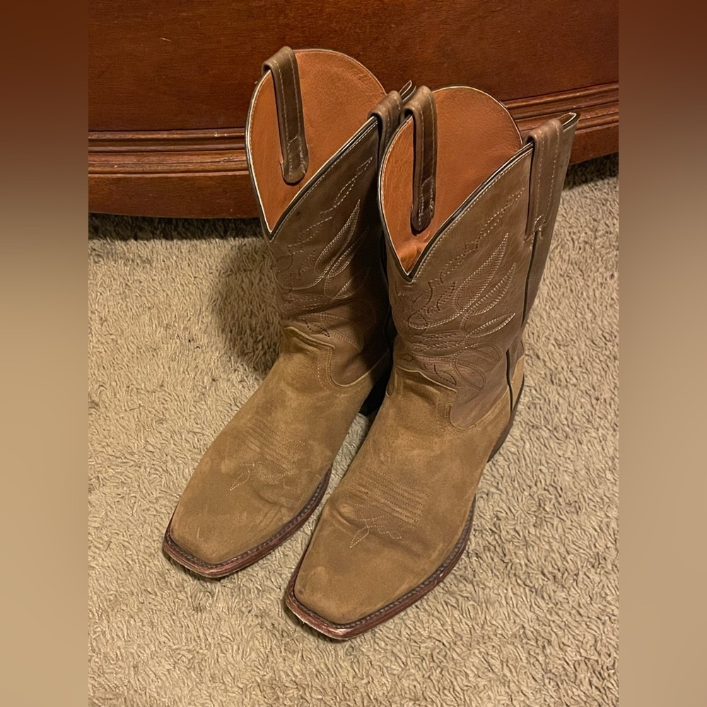 Brown Suede Moonshine Spirit Cowboy Boots by Brad Paisley, 11D